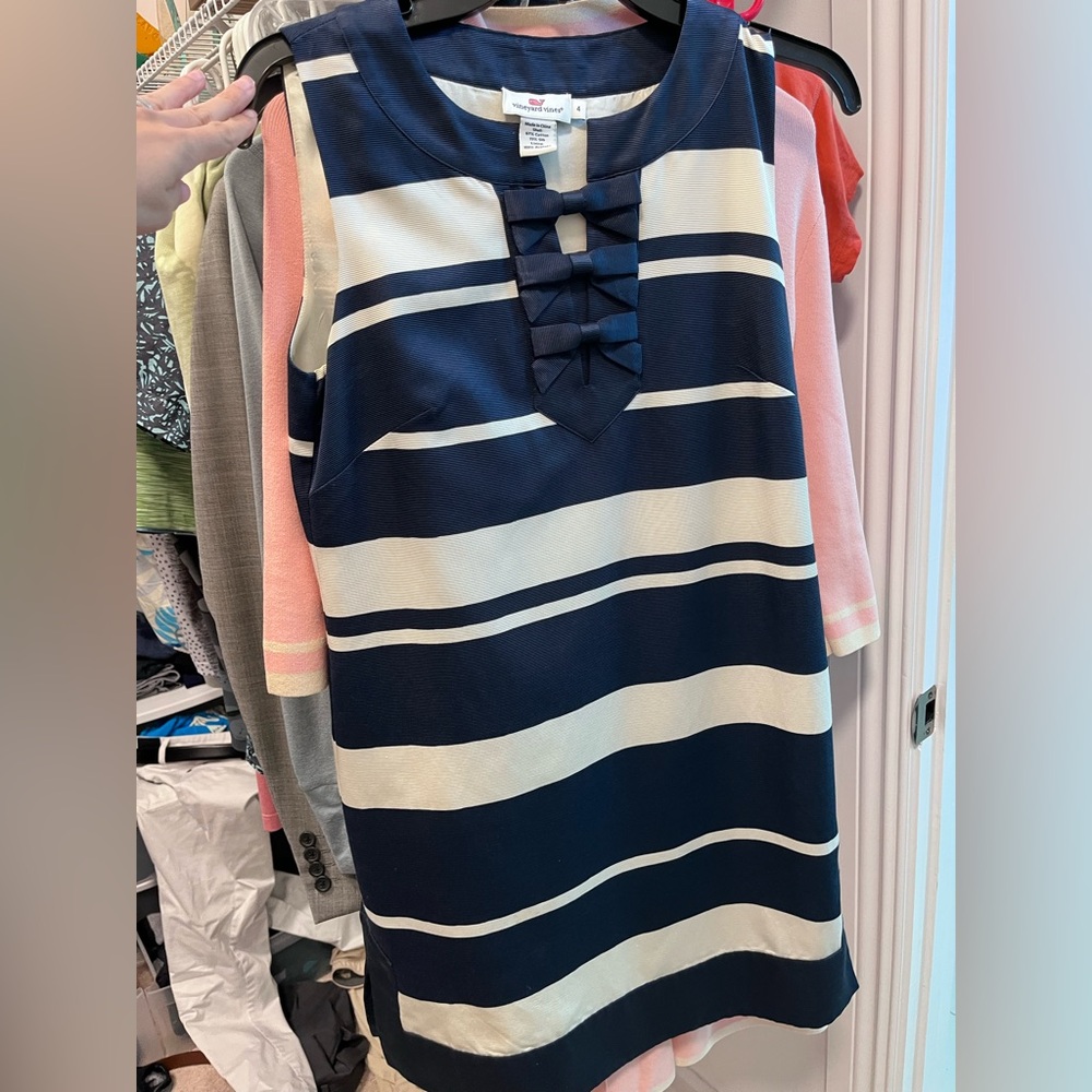 Vineyard Vines Navy and Cream Striped Dress - Picture 2 of 4
